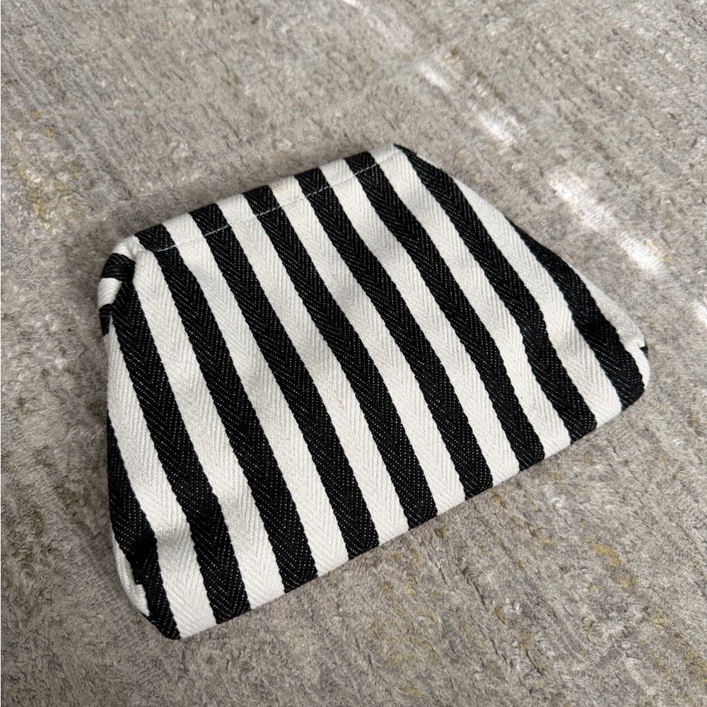 Black and White Striped Pouch